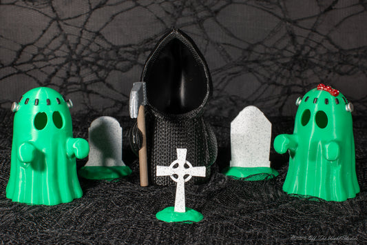 Mr. & Mrs. Frankenstein with The Grim Reaper Luminaries