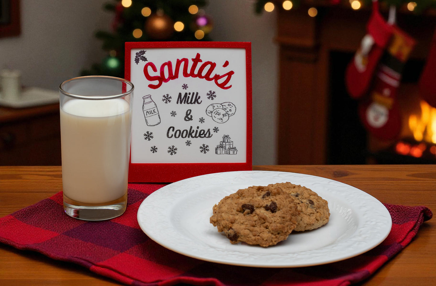 Ceramic "Santa's Milk & Cookies" Sign