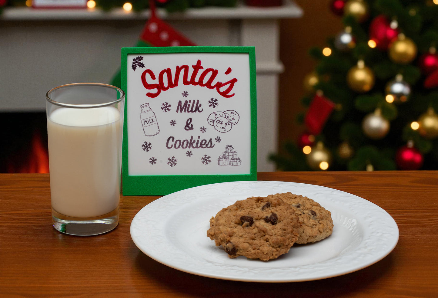 Ceramic "Santa's Milk & Cookies" Sign