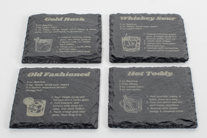 Bourbon Recipe Slate Coaster Set