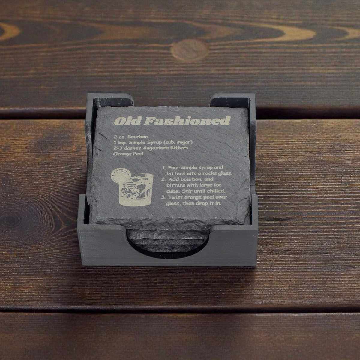 Bourbon Recipe Slate Coaster Set