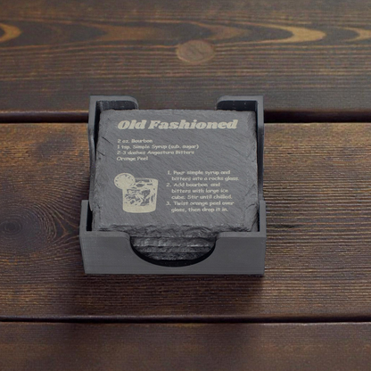 Bourbon Recipe Slate Coaster Set