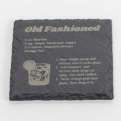 Bourbon Recipe Slate Coaster Set