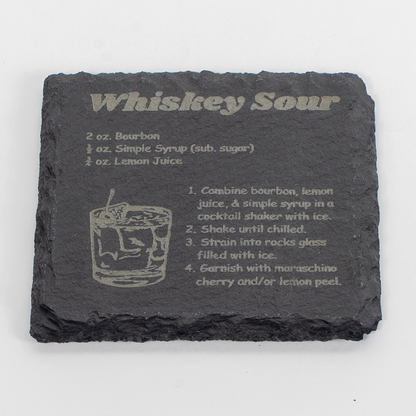 Bourbon Recipe Slate Coaster Set